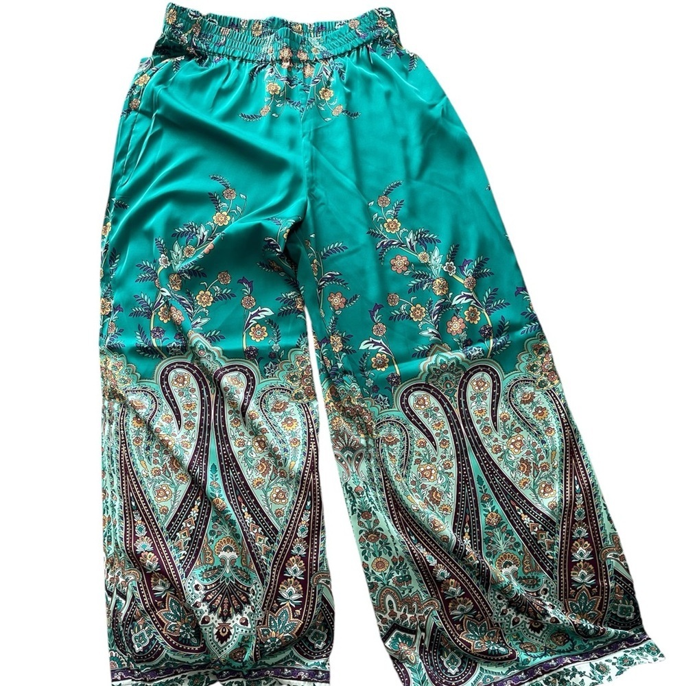 Floral Paisley Wide-Leg Pants